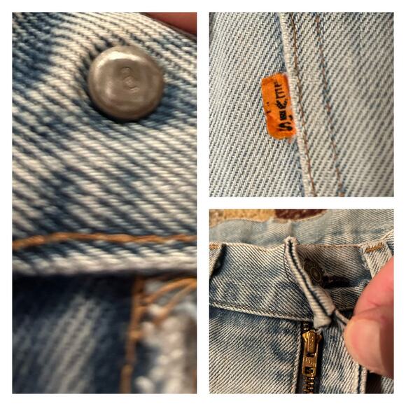 1970s Distressed Orange Tab Big E Levi’s Flared Jeans Talon / Women’s 29x29 * - Picture 2 of 5